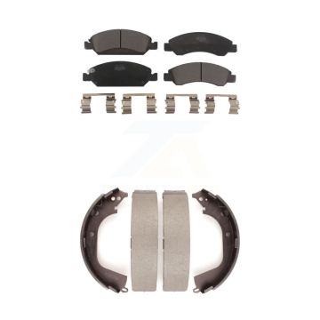 Front Rear Ceramic Brake Pads And Drum Shoes Kit For GMC Sierra 1500 Chevrolet Silverado KTN-100033