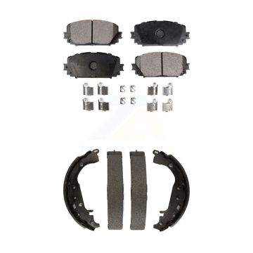 Front Rear Ceramic Brake Pads And Drum Shoes Kit For 2012-2013 Toyota Yaris SE KTN-100045