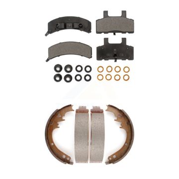 Front Rear Ceramic Brake Pads And Drum Shoes Kit For Dodge Ram 1500 Cadillac DeVille KTN-100055