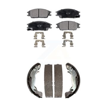 Front Rear Ceramic Brake Pads And Drum Shoes Kit For 2003-2005 Hyundai Accent KTN-100067