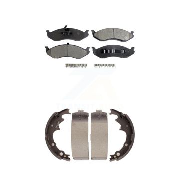 Front Rear Ceramic Brake Pads Drum Shoes Kit For Jeep Wrangler Cherokee Comanche Wagoneer KTN-100078