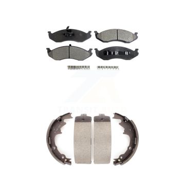 Front Rear Ceramic Brake Pads And Drum Shoes Kit For Jeep Wrangler Cherokee TJ KTN-100079