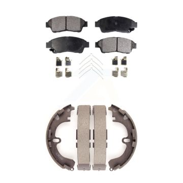 Front Rear Ceramic Brake Pads And Drum Shoes Kit For 1993-1997 Toyota Corolla Geo Prizm KTN-100097