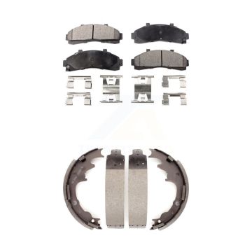 Front Rear Ceramic Brake Pads Drum Shoe Kit For Ford Ranger Mazda B4000 B3000 B2300 B2500 KTN-100115
