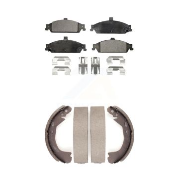 Front Rear Ceramic Brake Pads & Drum Shoe Kit For Pontiac Grand Am Chevrolet Malibu Alero KTN-100140