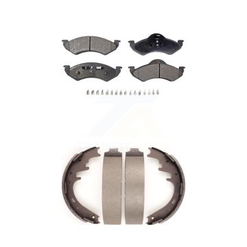 Front Rear Ceramic Brake Pads And Drum Shoes Kit For 2000-2002 Dodge Dakota Durango KTN-100155