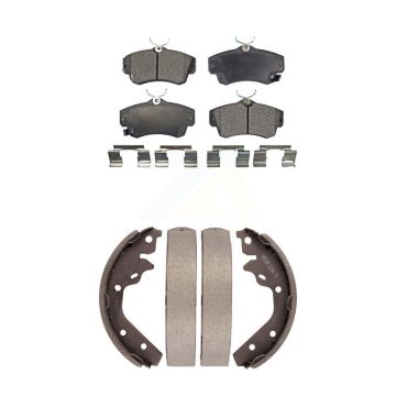Front Rear Ceramic Brake Pads And Drum Shoes Kit For 2003-2005 Dodge Neon SRT-4 KTN-100164