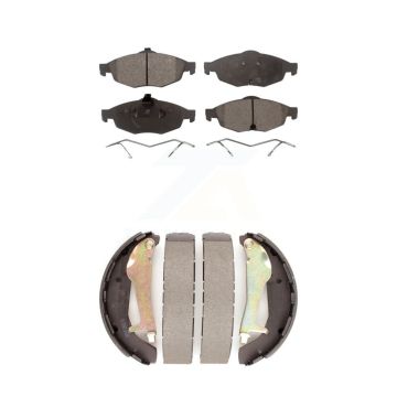 Front Rear Ceramic Brake Pads And Drum Shoes Kit For Chrysler Sebring Dodge Stratus KTN-100186