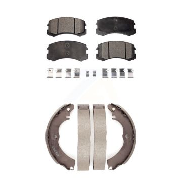 Front Rear Ceramic Brake Pads And Drum Shoes Kit For Mitsubishi Lancer KTN-100190