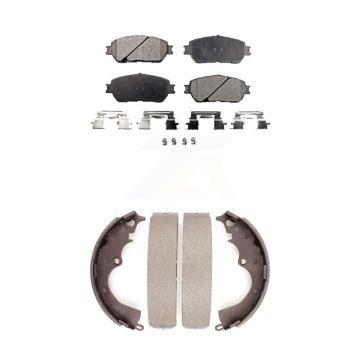 Front Rear Ceramic Brake Pads Drum Shoe Kit For 2005-2015 Toyota Tacoma With 5 Lug Wheels KTN-100193