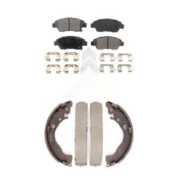 Front Rear Ceramic Brake Pads And Drum Shoes Kit For Honda Fit Civic KTN-100211