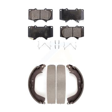 Front Rear Ceramic Brake Pads And Drum Shoes Kit For Toyota Tundra 5.3" Plate Length KTN-100218