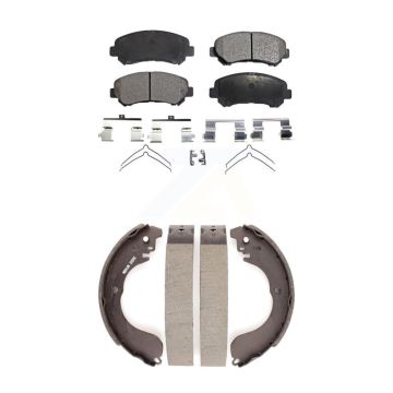 Front Rear Ceramic Brake Pads And Drum Shoes Kit For 2007-2012 Nissan Sentra SE-R Spec V KTN-100226