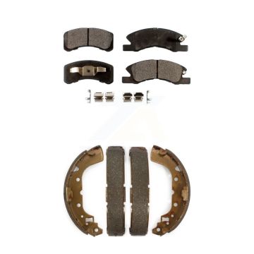 Front Rear Ceramic Brake Pads And Drum Shoes Kit For 2014-2015 Mitsubishi Mirage KTN-100228