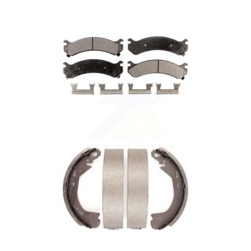 Front Rear Ceramic Brake Pads & Drum Shoe Kit For 2002 Cadillac DeVille With 8 Lug Wheels KTN-100235