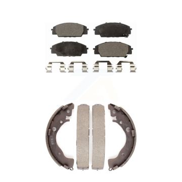 Front Rear Ceramic Brake Pads And Drum Shoes Kit For 2011 Honda Civic Si KTN-100237