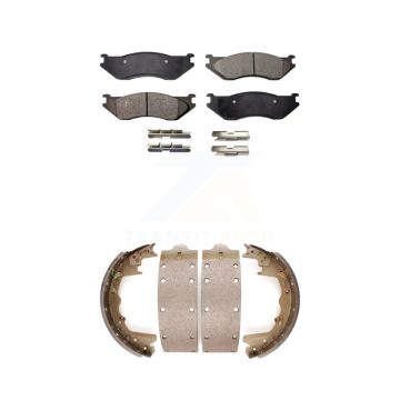 Front Rear Ceramic Brake Pads And Drum Shoes Kit For 2003 Dodge Ram 1500 Van KTN-100239