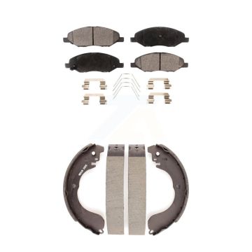 Front Rear Ceramic Brake Pads And Drum Shoes Kit For 2008 Nissan Versa 4-Wheel ABS KTN-100240