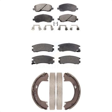 Front Rear Ceramic Brake Pads And Parking Shoes Kit For Mitsubishi Eclipse Dodge Stratus KTN-100517
