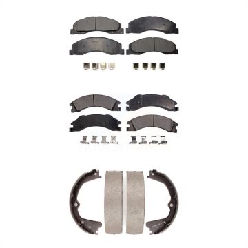 Front Rear Ceramic Brake Pads And Parking Shoes Kit For Ford E-350 Super Duty E-250 E-150 KTN-100522
