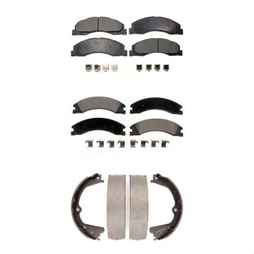 Front Rear Ceramic Brake Pads And Parking Shoes Kit For Ford E-450 Super Duty KTN-100523