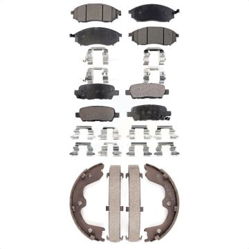 Front Rear Ceramic Brake Pads & Parking Shoes Kit For INFINITI G37 G35 EX35 QX50 M35 EX37 KTN-100529