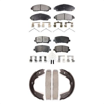 Front Rear Ceramic Brake Pads And Parking Shoes Kit For Honda Pilot Acura MDX ZDX KTN-100559