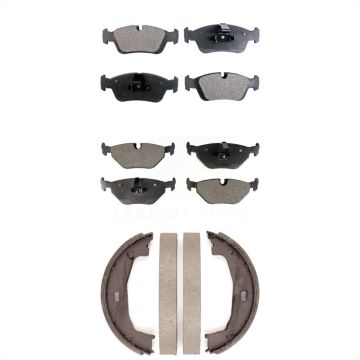 Front Rear Ceramic Brake Pads Parking Shoe Kit For BMW Z4 325i 325Ci 320i 323Ci 323i 328i KTN-100561