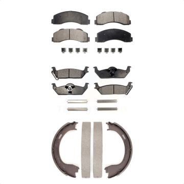 Front Rear Ceramic Brake Pads And Parking Shoes Kit For 2010-2011 Ford F-150 KTN-100565