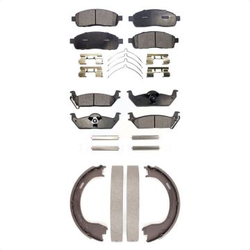 Front Rear Ceramic Brake Pads And Parking Shoes Kit For 2009 Ford F-150 KTN-100567