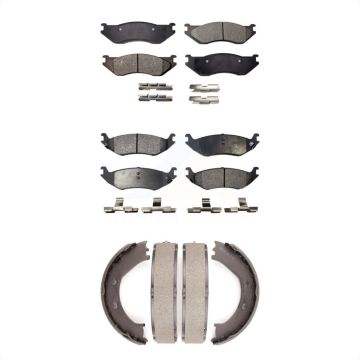 Front Rear Ceramic Brake Pads And Parking Shoes Kit For Dodge Ram 1500 KTN-100569
