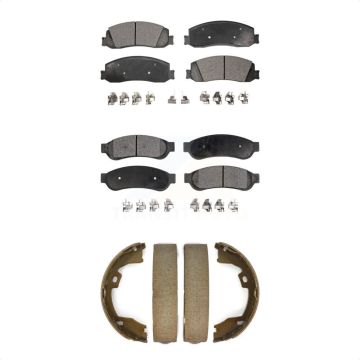 Front Rear Ceramic Brake Pads And Parking Shoes Kit For Ford F-250 Super Duty F-350 KTN-100570