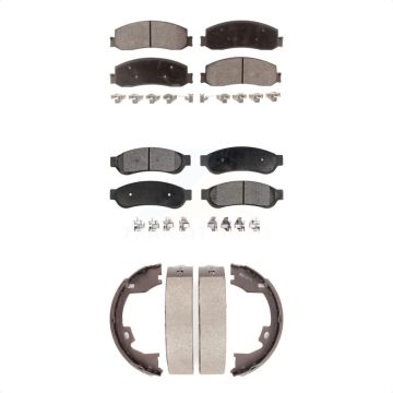 Front Rear Ceramic Brake Pads And Parking Shoes Kit For Ford F-350 Super Duty F-250 KTN-100571