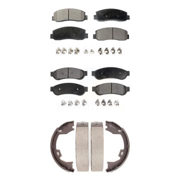 Front Rear Ceramic Brake Pads And Parking Shoes Kit For Ford F-250 Super Duty F-350 F-450 KTN-100574