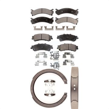 Front Rear Ceramic Brake Pads Parking Shoe Kit For Cadillac DTS DeVille With 8 Lug Wheels KTN-100578