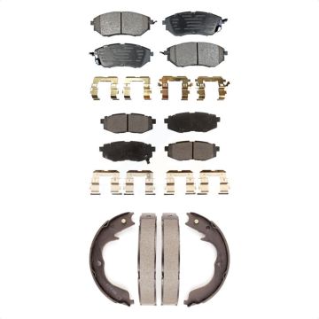 Front Rear Ceramic Brake Pads And Parking Shoes Kit For Subaru Outback Legacy KTN-100590