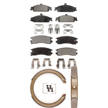 Front Rear Ceramic Brake Pads And Parking Shoes Kit For Pontiac Grand Am Oldsmobile Alero KTN-100593