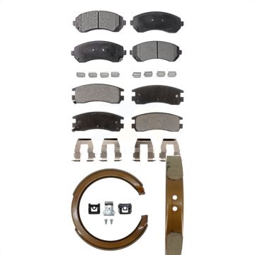 Front Rear Ceramic Brake Pads Parking Shoe Kit For Buick Rendezvous Pontiac Montana Aztek KTN-100594