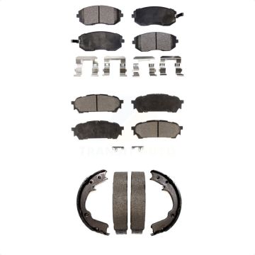 Front Rear Ceramic Brake Pads And Parking Shoes Kit For Subaru Impreza Forester Saab 9-2X KTN-100601