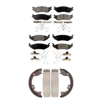 Front Rear Ceramic Brake Pads And Parking Shoes Kit For 2007 Ford E-150 To 10 16 06 KTN-100604