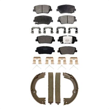 Front Rear Ceramic Brake Pads Parking Shoes Kit For Kia Sorento With Red Painted Calipers KTN-100623