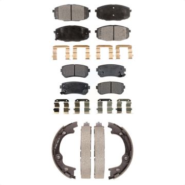 Front Rear Ceramic Brake Pads And Parking Shoes Kit For Hyundai Elantra KTN-100629