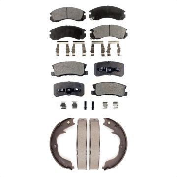 Front Rear Ceramic Brake Pads And Parking Shoes Kit For Mitsubishi Lancer KTN-100636