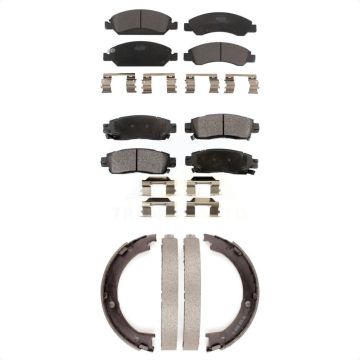 Front Rear Ceramic Brake Pads And Parking Shoes Kit For Cadillac XTS KTN-100641