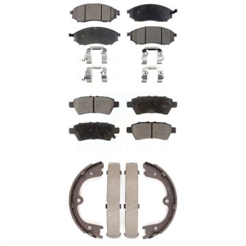 Front Rear Ceramic Brake Pads And Parking Shoes Kit For 2008-2012 Nissan Pathfinder 5.6L KTN-100644