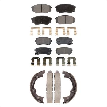 Front Rear Ceramic Brake Pads And Parking Shoes Kit For 2010-2012 Hyundai Tucson FWD KTN-100656
