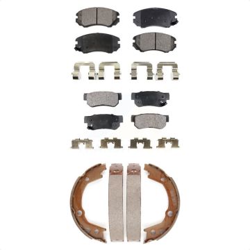 Front Rear Ceramic Brake Pads & Parking Shoes Kit For Hyundai Elantra Tucson Kia Sportage KTN-100657