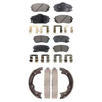 Front Rear Ceramic Brake Pads And Parking Shoes Kit For 2013-2015 Hyundai Tucson FWD KTN-100659