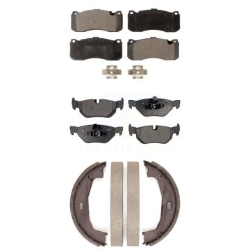 Front Rear Ceramic Brake Pads And Parking Shoes Kit For 2013 BMW 328i Coupe with 3.0L KTN-100667