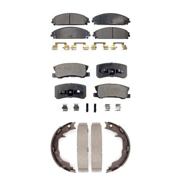 Front Rear Ceramic Brake Pads And Parking Shoes Kit For 2008-2009 Dodge Caliber SRT-4 KTN-100671